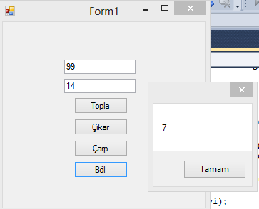 C# Bölme İşlemi C# Bolme